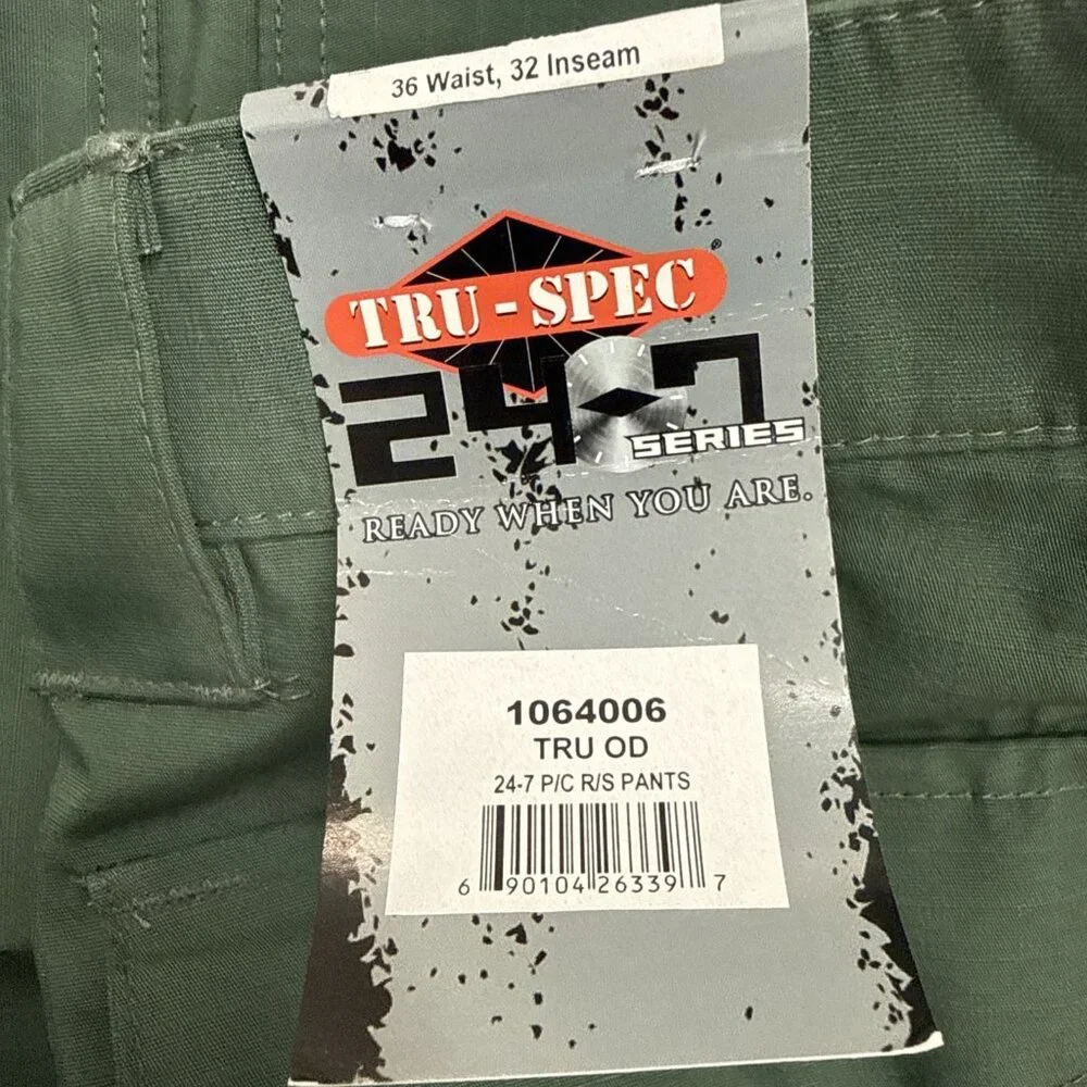 TRU-SPEC Pants Mens 36x32‎ Green 24-7 Series Tactical Cargo Teflon Ripstop NWT